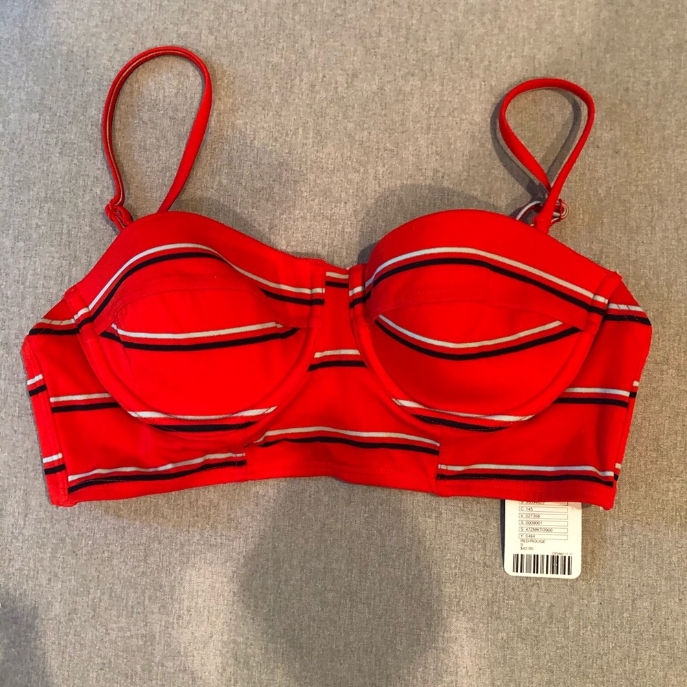 Urban Outfitters Striped Red Balconette Swim Top